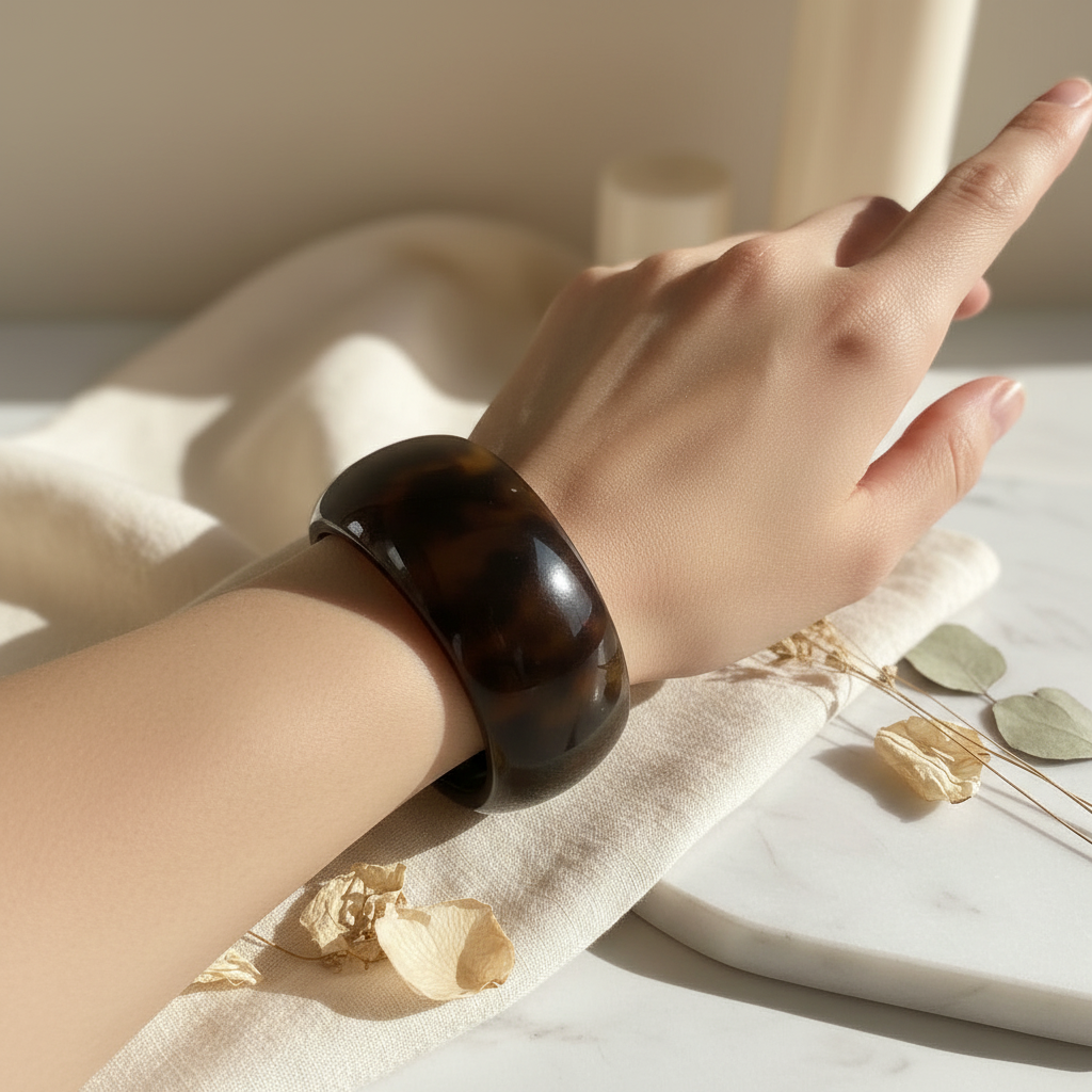 "Bracelet rigide marron élégance naturelle"
