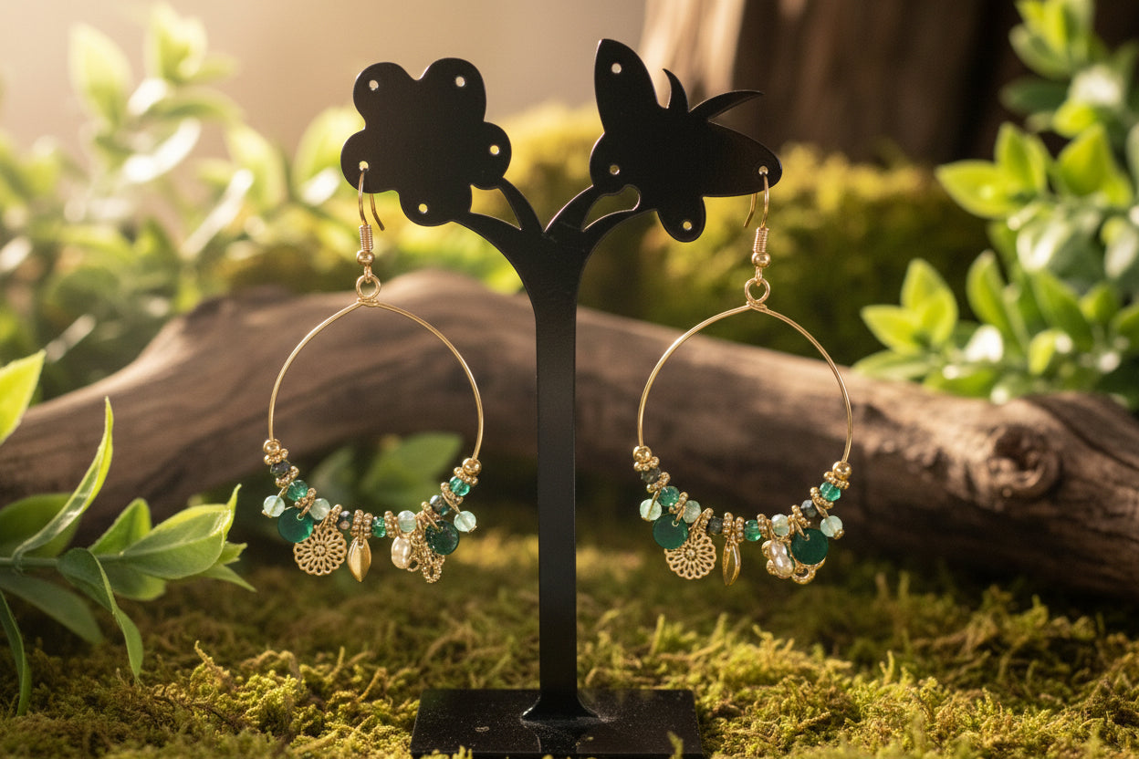 "Boucles d'oreilles dorées bohème style unique"