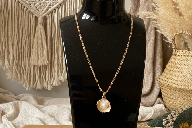  "Collier superposé acier doré tendance"