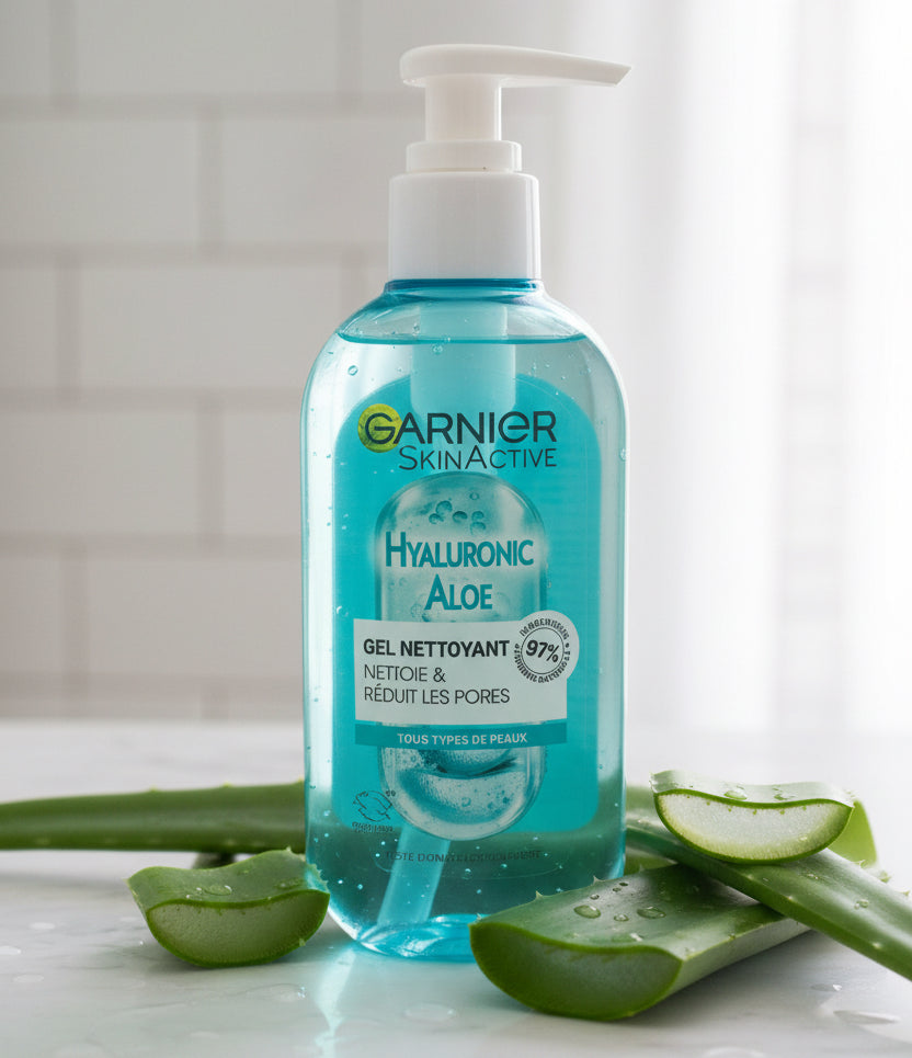 Gel Nettoyant Visage Garnier SkinActive – Aloe Vera Bio & Acide Hyaluronique - 200 ml