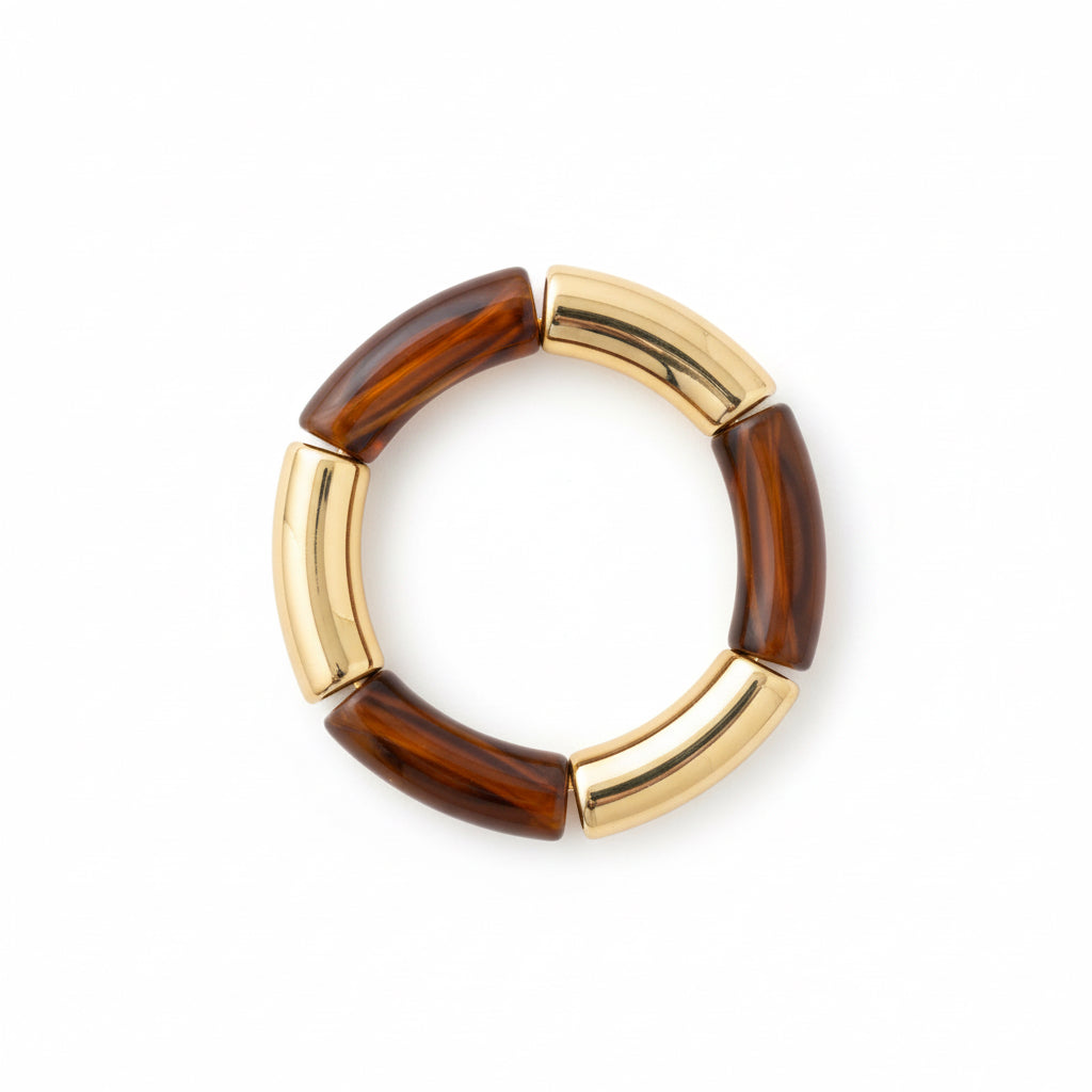 "Bracelet Agate résine vert doré bijou"