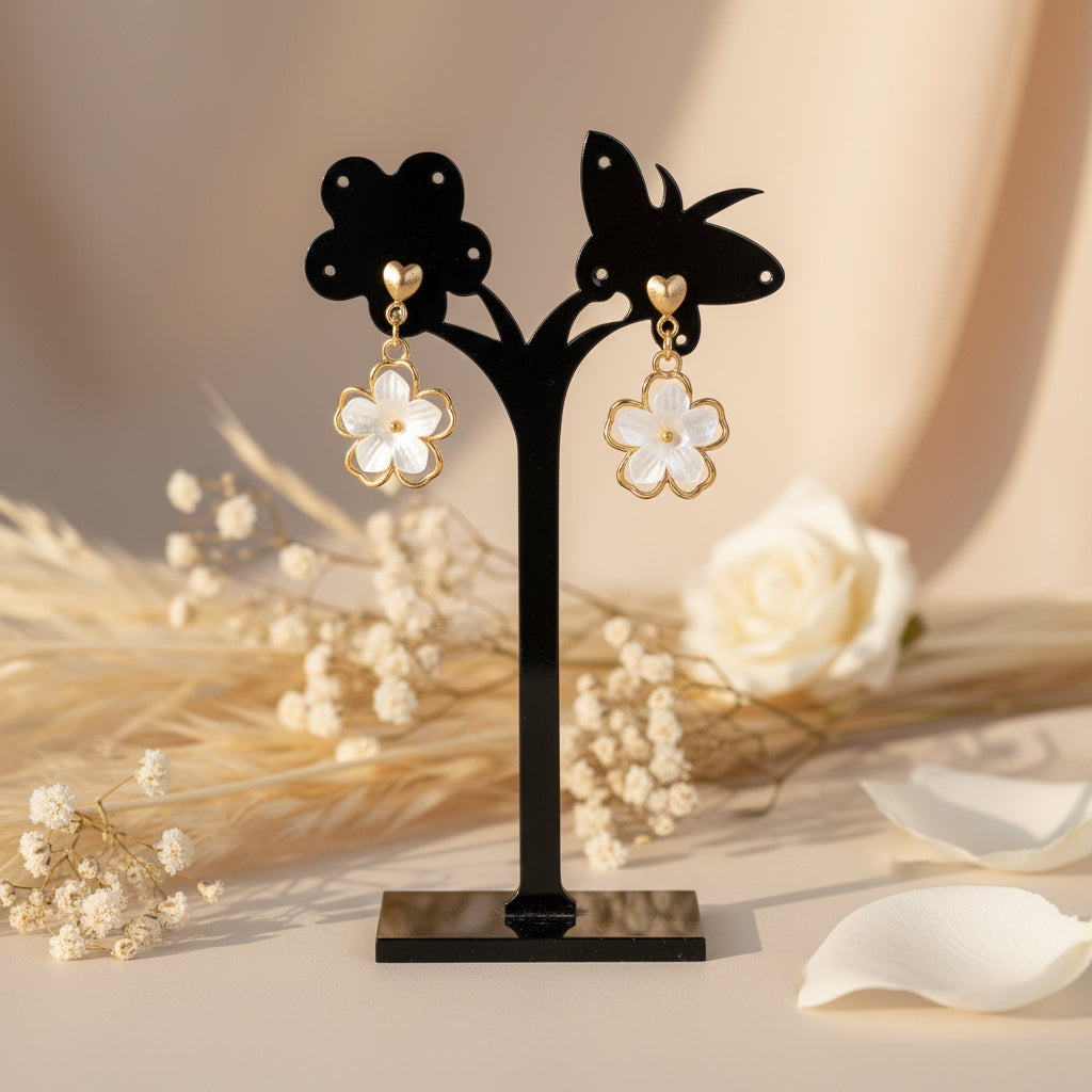 Boucles d’oreilles à clip petite fleur pendante – bijoux féminins et élégants