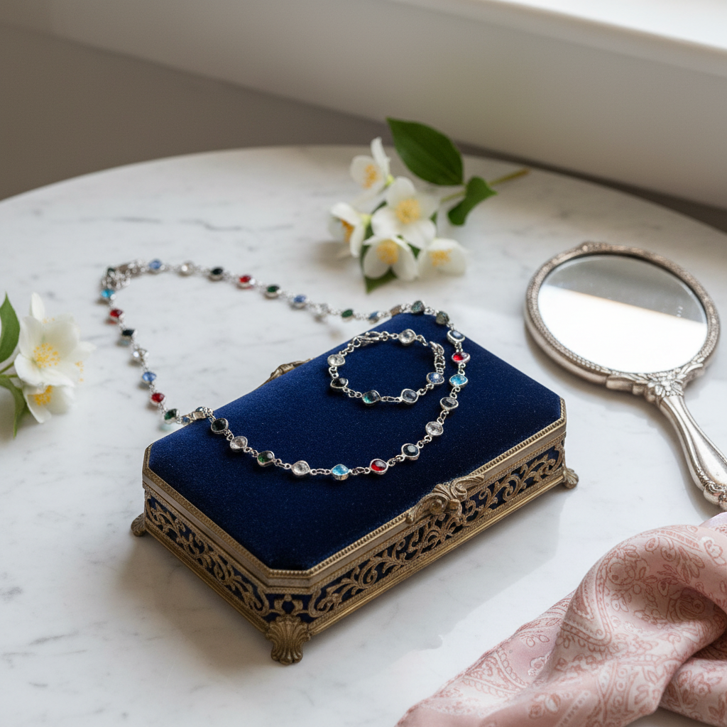 "Parure collier et bracelet assortis dorés"