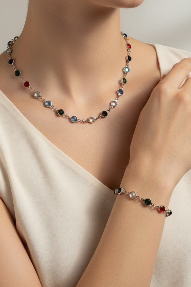 "Ensemble bijoux collier bracelet élégant"