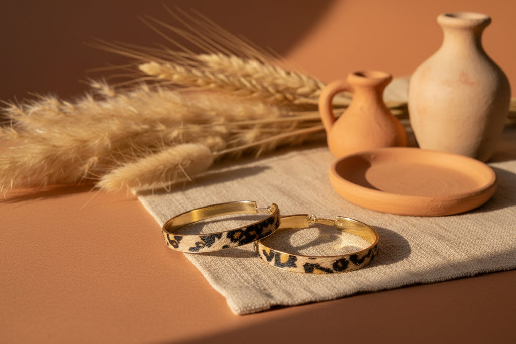 "Boucles d'oreilles créoles motif léopard tendance"