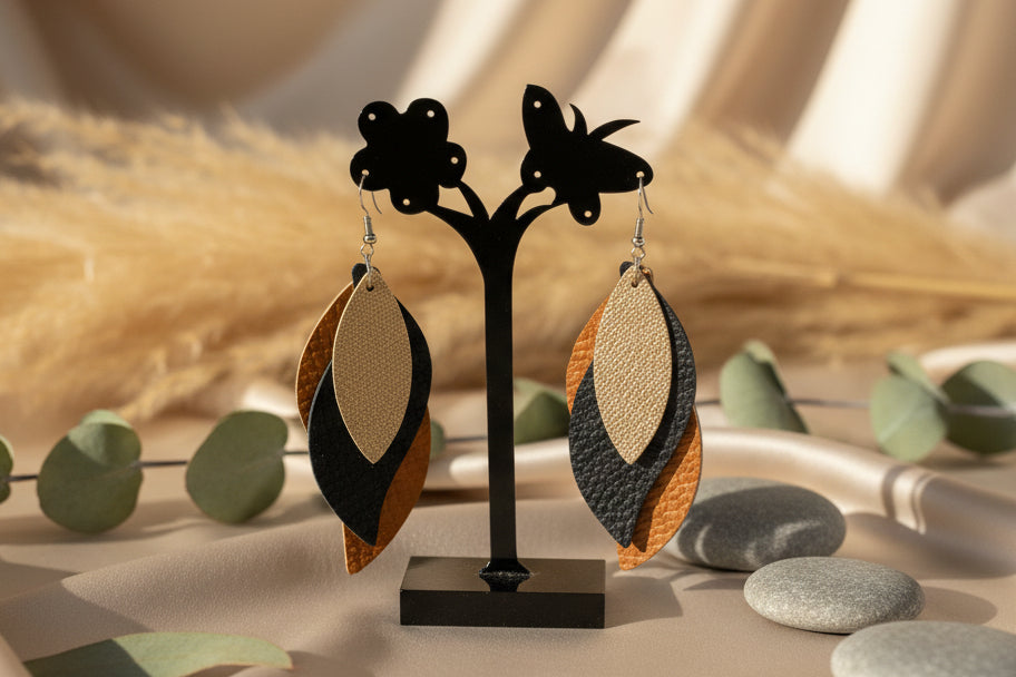 "Boucles d'oreilles simili cuir tendance légères"