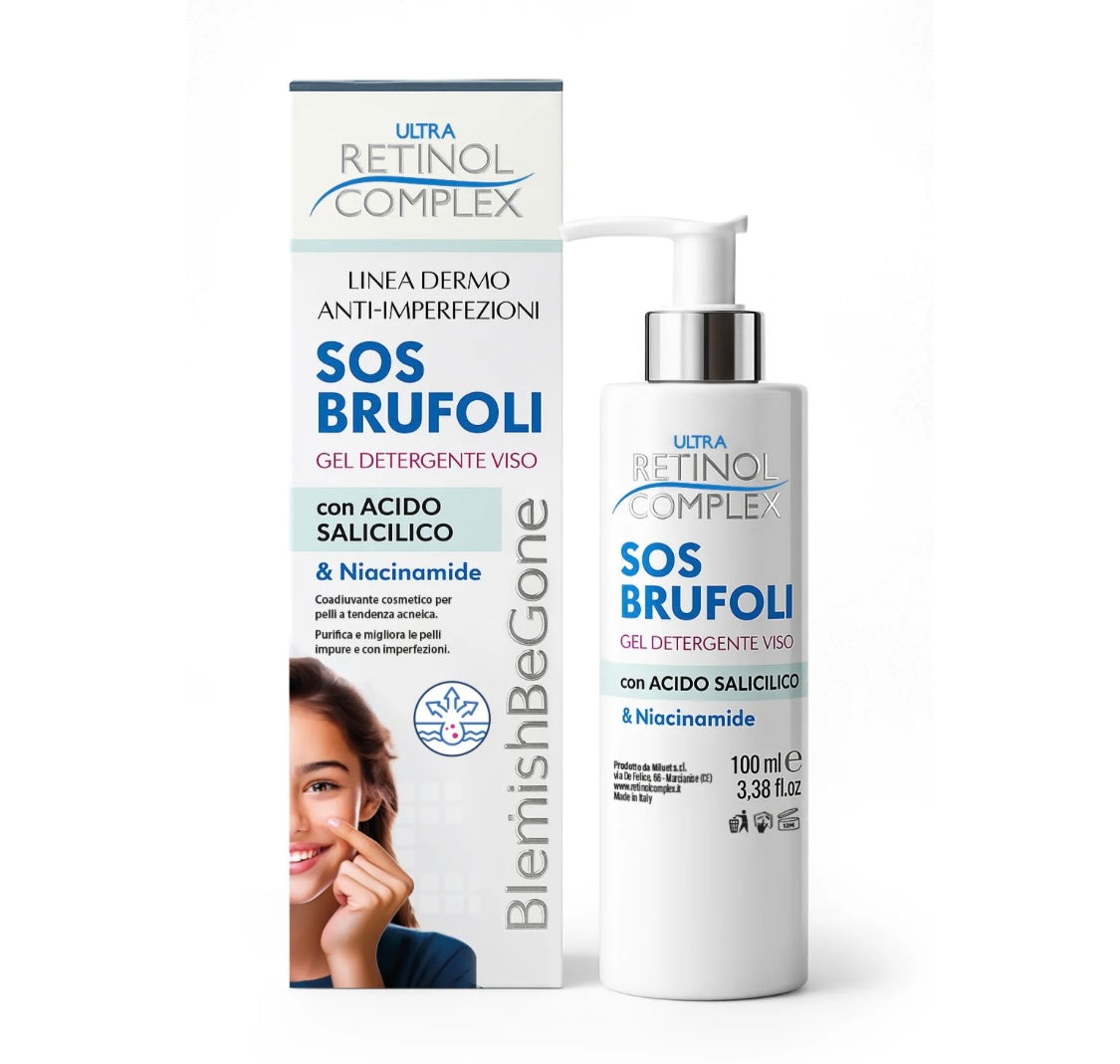 🔵 GEL NETTOYANT VISAGE SOS BOUTONS – RETINOL COMPLEX